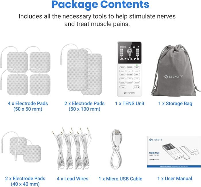 Etekcity FSA HSA Store Eligible 4-Output TENS Unit, Muscle Stimulator Machine for Pain Relief Physical Therapy, Back, Nerve, Sciatica, Neck, Shoulder,Period Cramp Relaxer,Rechargeable Electric Device - Image 9