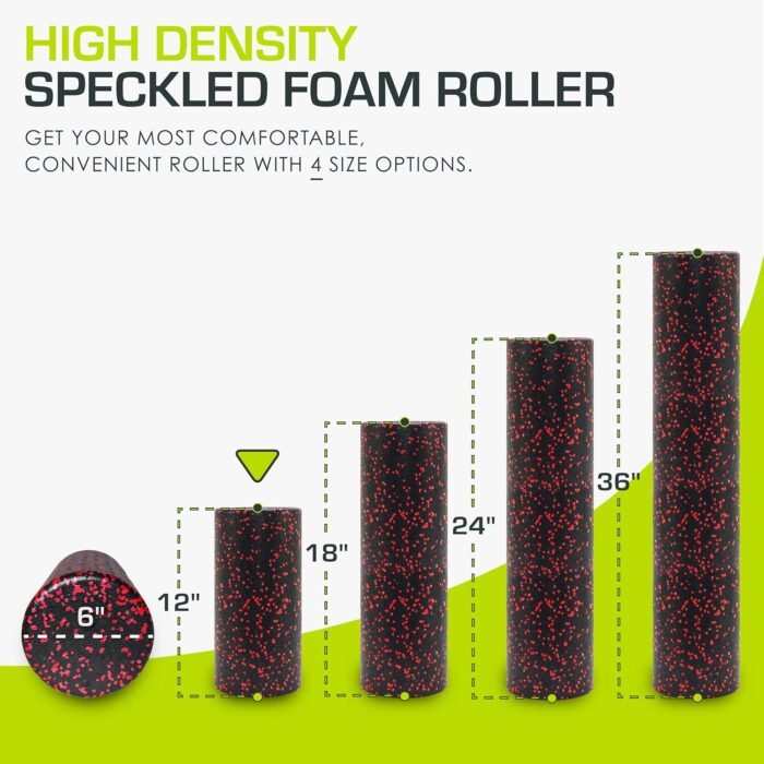 ProsourceFit High Density Foam Rollers 12 - inches long, Firm Full Body Athletic Massage Tool for Back Stretching, Yoga, Pilates, Post Workout Muscle Recuperation, Black/Red - Image 3