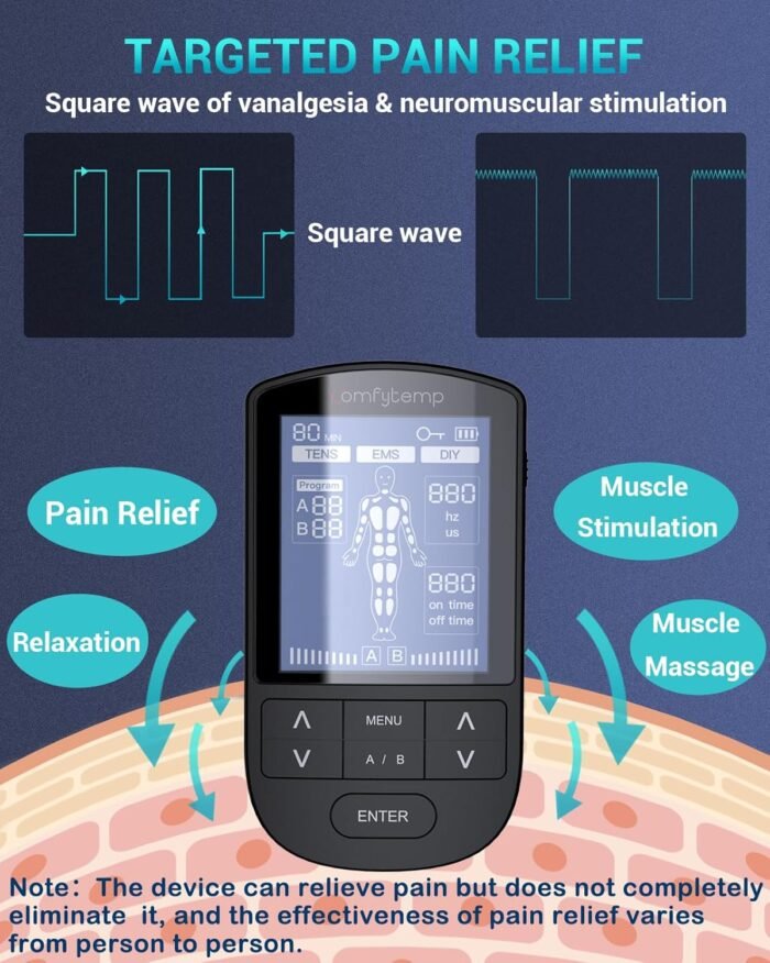 Comfytemp TENS Unit Muscle Stimulator for Pain Relief Therapy, FSA HSA Eligible TENS Machine with 24 Modes and DIY, Dual Channel EMS Unit, Pulse Muscle Massager for Back, Shoulder, Sciatica, Knee - Image 8