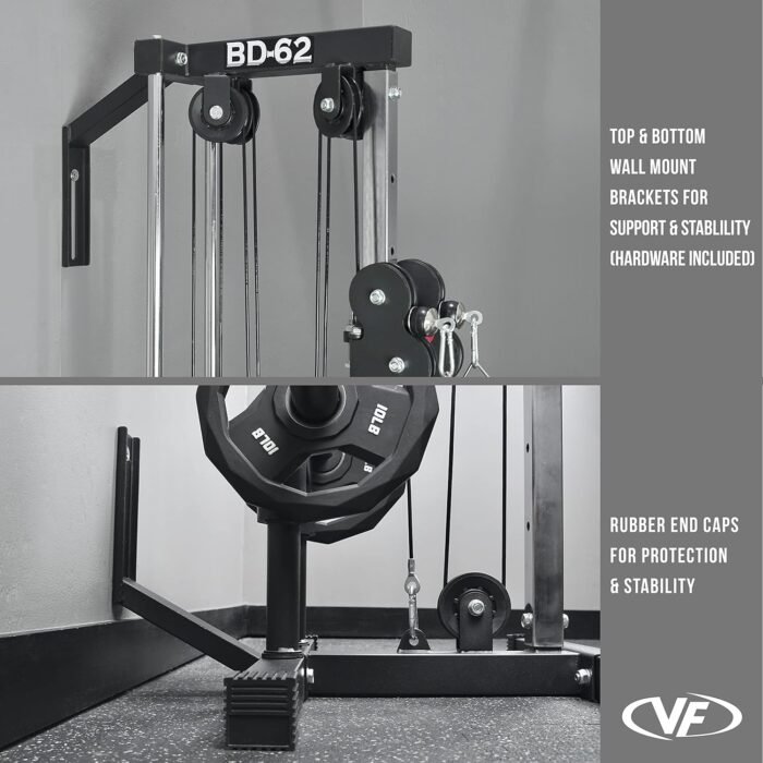 Valor Fitness BD-62 Wall Mounted Cable Machine with Adjustable Dual Pulley System Functional Home Gym Workout Equipment - Image 8