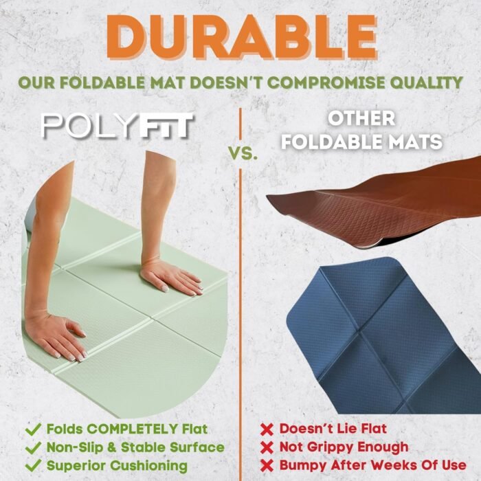 Polyfit Foldable Yoga Mat for Travel and Home Workouts - 7mm Thick - Lightweight, Packable, and Easy to Store - Folding Workout Mat for Women & Men - For Stretching, Yoga & Pilates - Image 5