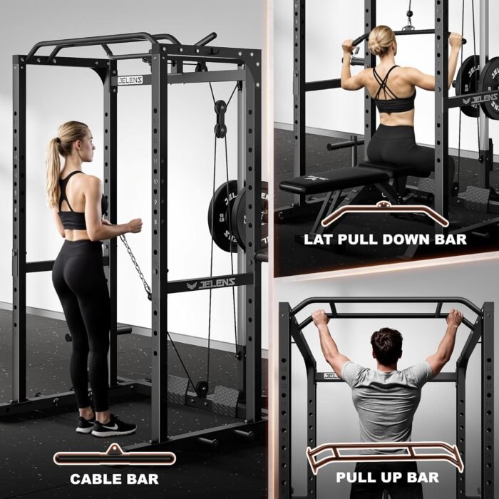 S21 Power Cage, Multi-Function Power Rack with Adjustable Cable Crossover System, 2000LBS Squat Rack for Home Gym with More Training Attachments - Image 3