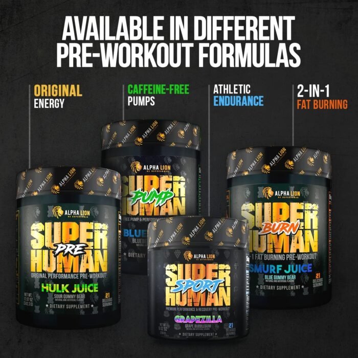 ALPHA LION Superhuman Extreme High Stim Pre Workout Powder, Beta Alanine, L-Taurine & 356mg Tri-Source Caffeine for Sustained Energy, Nitric Oxide & Citrulline for Pump (21 Servings, Sour Gummy Bear) - Image 9