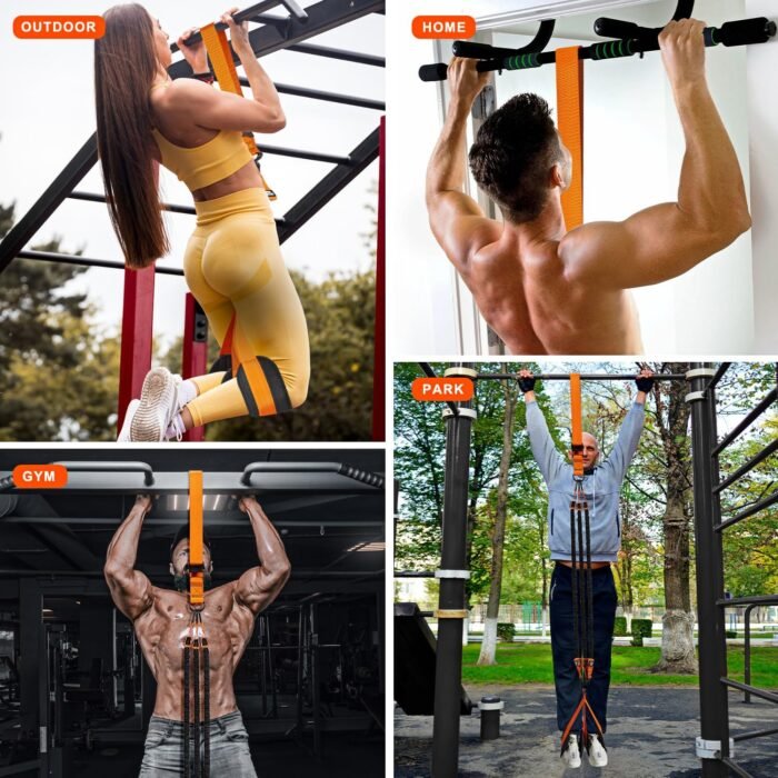 HPYGN Pull Up Assistance Bands, Heavy Duty Resistance Band for Pull Up Bar, Adjustable Weight/Size with Fabric Feet/Knee Rest, Bands for Pull Up Assist for Strength Training, Pull Up Assist Band - Image 5