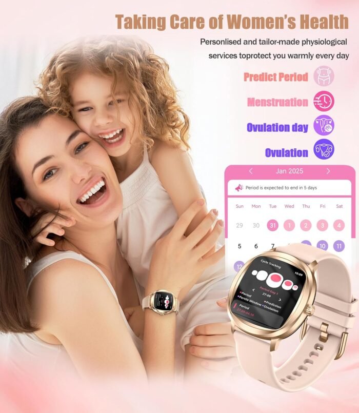 Women's 2pc Band Sports Watch/Smart Watch 1.72" Fitness Tracker with Heart Rate Monitor, 100+ Sports Modes, Sleep Tracking, 7-Day Battery, IP68 Waterproof (Gold) - Image 6