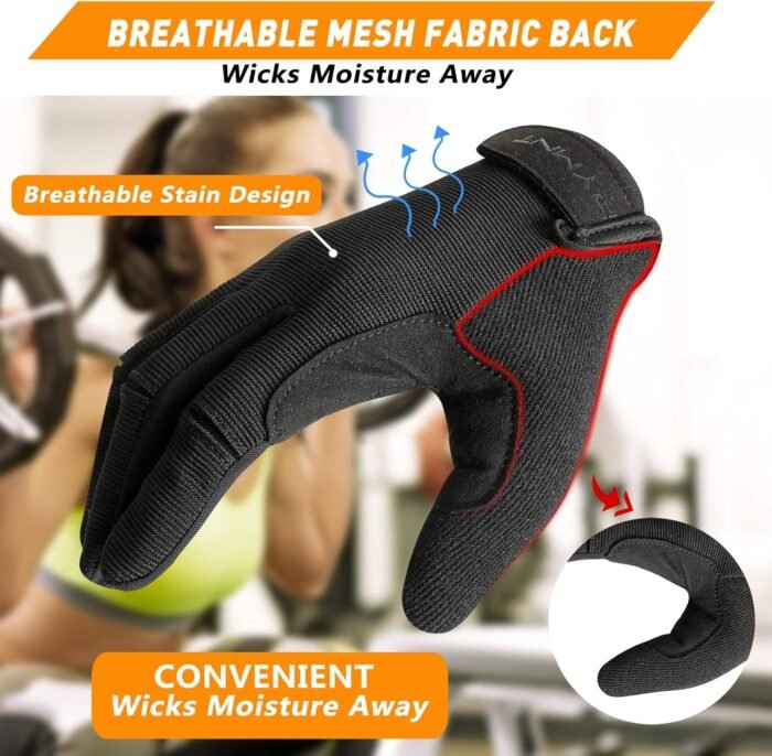 Full Fingers Workout Gloves for Women & Men - Gym Gloves with Extra Grip Foam Padding & Anti-Slip for Fitness, Training & Cycling - Image 5