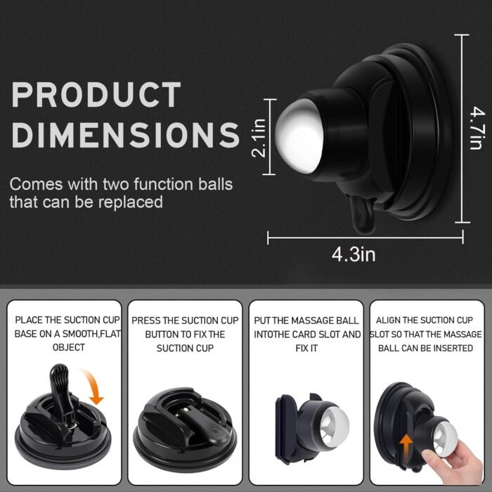 Mountable Massage Ball Roller,Back Neck Massager Wall Mount,Trigger Point Ball for Full Body Sore Muscle Recovery,Knots,Myofascial Release and Massage Therapy - Image 8
