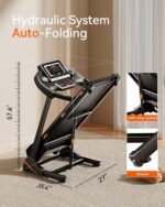 Treadmills for Home, Treadmill with 0-15% Auto Incline, 3HP Folding Treadmills for Running Walking with 300LBS Weight Capacity, Incline Treadmill Equipped with Bluetooth & Pulse Monitor - Image 7