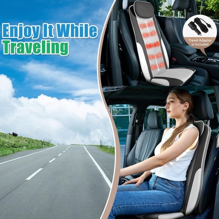 Shiatsu Back Massager with Heat, Massager Chair Pad for Pain Relief Deep Tissue with Smart Timer, Kneading Seat Cushion Vibration for Office, Home, and Travel Use - Image 4