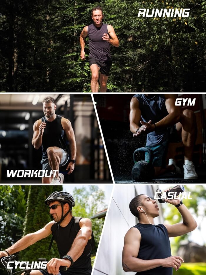 Men's 5 Pack Dry Fit Quick Dry Tech Performance Sleeveless T Shirts Mesh Workout Gym Muscle Running Tank Tops - Image 7