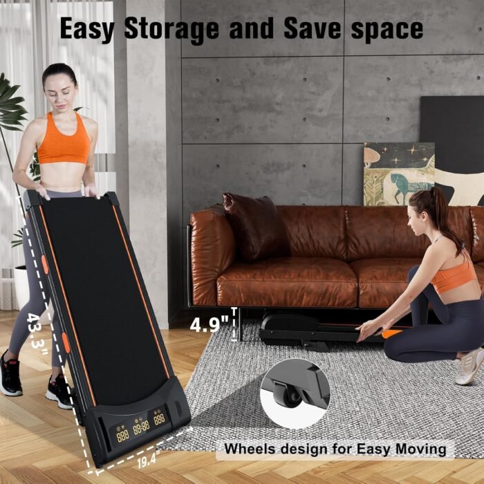 Walking Pad Treadmill With Incline, Under Desk for Home Office, Portable 2.5HP, 300 lbs Capacity, APP/Remote Control, LED Displays, Manual Incline(M) - Image 8