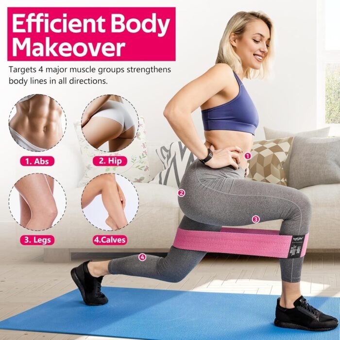 WALITO Resistance Bands for Working Out, Fabric Exercise Bands for Legs and Butt, Workout Bands for Women and Men, Booty Band for Yoga Starter Set, Pilates, Rehab, Fitness and Home Workout - Image 5