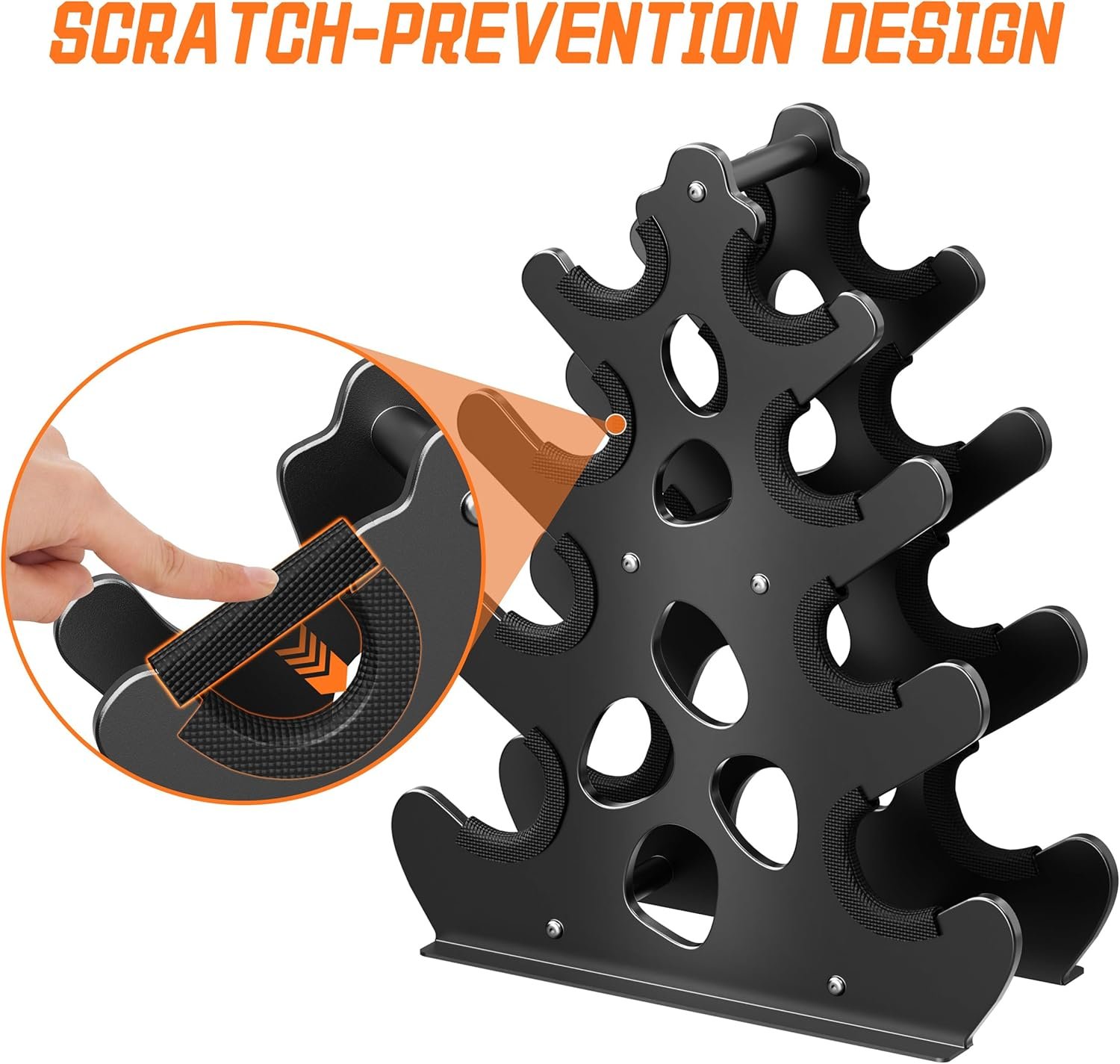 Dumbbell Rack Stand, (Dumbbells Not Included) with Protective Edge Rubber Covers for Home Gym, Compact A-Frame Design Weight Rack with Handle - Image 4