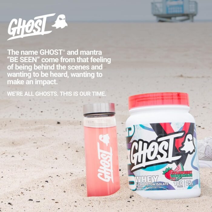 GHOST Clear Whey Isolate Protein Powder, Strawberry Watermelon - 1.57 LB Tub, 25G of Whey Protein - Post Workout Drink for Muscle Gain & Recovery – Sugar Free, Soy Free & Zero Fat, 20 Servings - Image 7