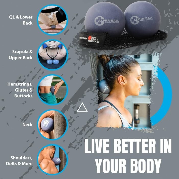 Tune Up Fitness – Alpha Twin Set in Tote | Larger Sized Yoga Massage Therapy Balls | Trigger Point Ball, Myofascial Release and Pain Relief for Upper & Lower Back, IT Band, QL, Hamstrings, Glutes - Image 5