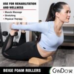 CanDo Beige PE Foam Rollers for Muscle Restoration, Massage Therapy, Sport Recovery and Physical Therapy 6" x 12" Half-Round - Image 5