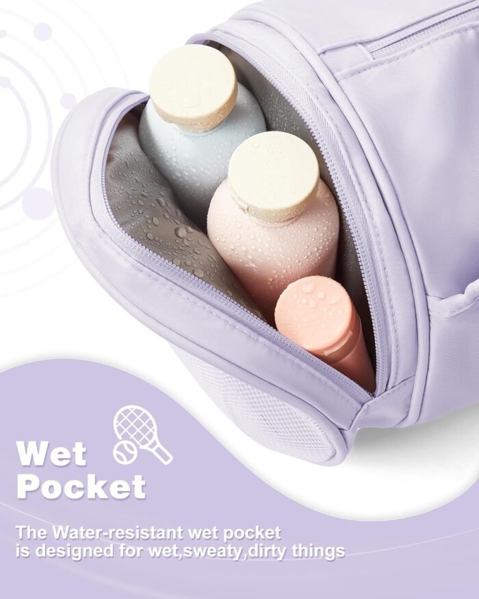 Small Gym Bag for Women,Waterproof Mini Duffle Bag Womens Spotrs Workout Bags Small Travel Duffel Bag with Wet Pocket Carry on Weekender Bags for Dance Swimming,Gym,Yoga,Fitness Purple - Image 4