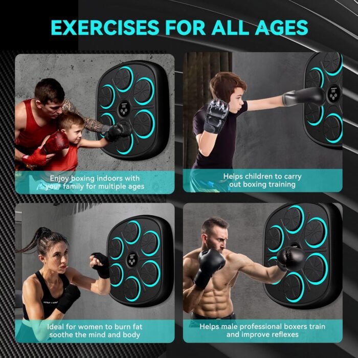 2025 Upgraded Smart Music Boxing Machine with Gloves, Wall-Mounted Bluetooth Electronic Boxing Trainer, LED Screen Punching Target for Home Gym, Office Stress Relief - Adults & Kids Workout Equipment - Image 7