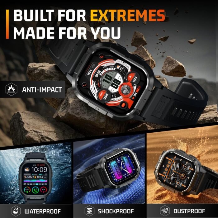 Military Smart Watches for Men-2.06”AMOLED Bluetooth Calls, IP68 Fitness Activity Step Tracker with Sleep Monitor/Pedometer/110+ Sports Modes, Tactical Smart Watch for Android iOS Samsung Compatible - Image 4