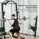 Soozier Power Cage, Multi-Functional Power Rack with Cable Pulley System, 15-Level Squat Rack, Pull up Stand and Push up Stand, for Home Gym Workout - Image 5