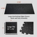 AIRHOP 0.56in Thick 48 Sq Ft Exercise Equipment Mats, 12 Tiles Upgraded Rubber Top with High Density EVA Foam, Large Interlocking Puzzle Gym Flooring for Home Gym, Heavy Weight Workout, 24 x 24in - Image 5