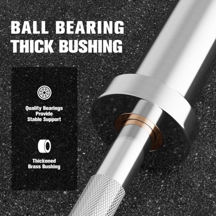 RITFIT Olympic Barbell 4ft/4.8ft/6ft - 2 Inch Weight Bar for Strength Training, Weightlifting, Squat, Deadlift, Bench Press, Curl, Overhead Press - 350lbs/500lbs Capacity 4FT Silver - Image 6