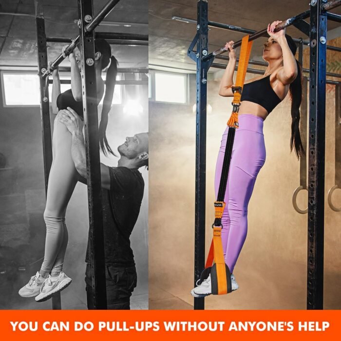 HPYGN Pull Up Assistance Bands, Heavy Duty Resistance Band for Pull Up Bar, Adjustable Weight/Size with Fabric Feet/Knee Rest, Bands for Pull Up Assist for Strength Training, Pull Up Assist Band - Image 6