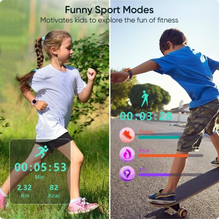 Kids Smart Watch, Waterproof Kids Fitness Tracker Watch with 26 Sports Modes, Pedometer, Heart Rate Monitor, Alarm Clock, Sleep Tracking for Girls Boys Ages 6+ - Image 4