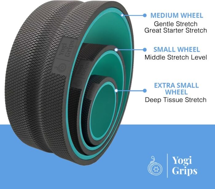 Back Roller Wheel- Foam Padded Back Stretcher Wheel with Center Spine Cradle-Back Pain & Stretching- Deep Tissue Massage Roller for Back (Set of Three- Medium, Small and Extra Small) - Image 6
