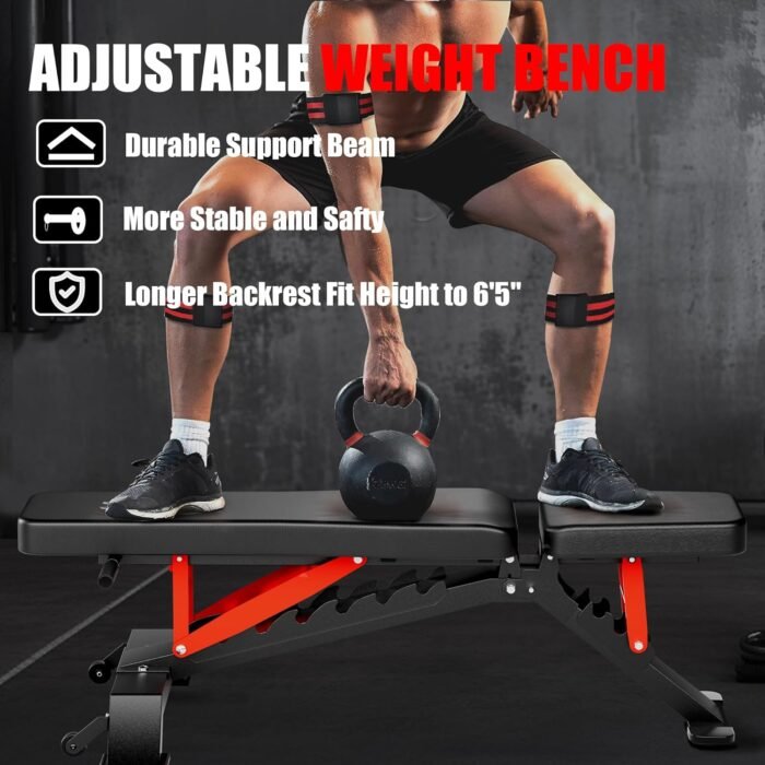Adjustable Weight Bench - Workout Bench for Home Gym, Foldable 1300lb Capacity Heavy Duty Full Body Workouts Exercise Strength Training Benches with Incline/Flat/Decline Positions & Space-Saving - Image 4