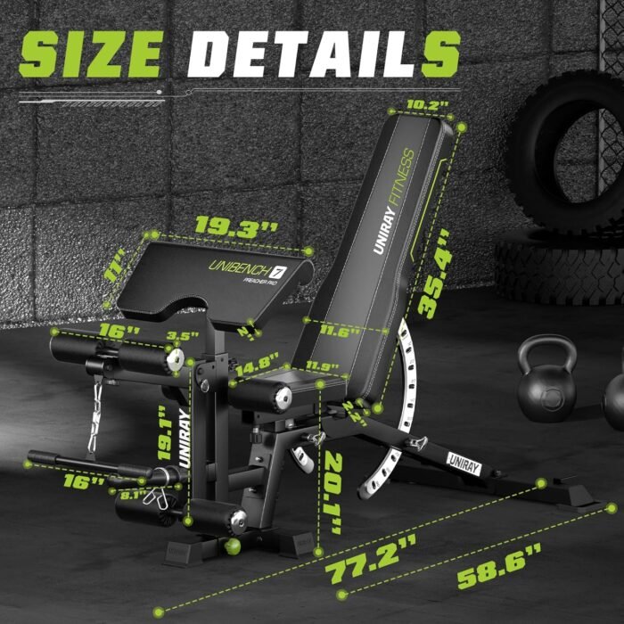 Weight Bench, Workout Bench for Home Gym with 1200 LBS Capacity, Adjustable Weight Bench with Heavy Duty Leg Extension and Preacher Pad, Gym Bench Incline Flat Decline for Bench Press Full Body Strength Training - Image 9