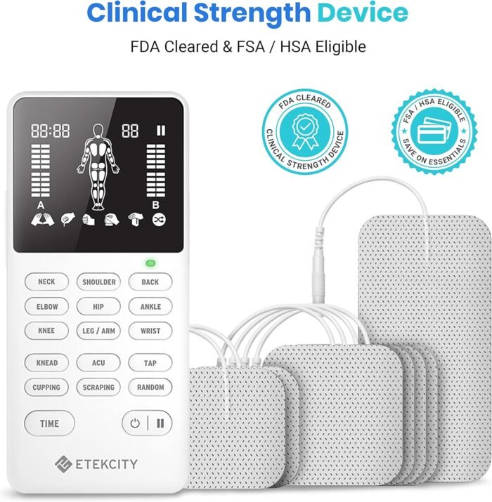 Etekcity FSA HSA Store Eligible 4-Output TENS Unit, Muscle Stimulator Machine for Pain Relief Physical Therapy, Back, Nerve, Sciatica, Neck, Shoulder,Period Cramp Relaxer,Rechargeable Electric Device - Image 3