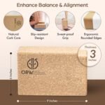 ORW OREN’S Natural Cork Yoga Block – 9”x6”x3”, 1.5 lbs – Heavyweight, Non-Slip, Eco-Friendly Support for Balance, Stretching, Pilates & Fitness – Dense Yoga Prop for All Levels - Image 4