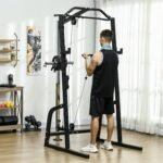 Soozier Power Cage, Multi-Functional Power Rack with Cable Pulley System, 15-Level Squat Rack, Pull up Stand and Push up Stand, for Home Gym Workout - Image 3