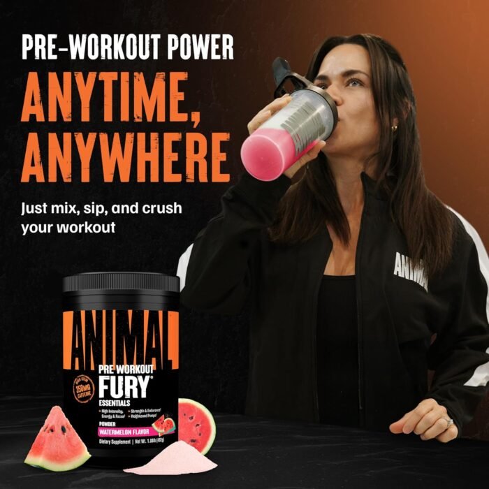 Animal Fury Pre Workout Powder Supplement for Energy and Focus 5g BCAA 350mg Caffeine Nitric Oxide Without Creatine Powerful Stimulant for Bodybuilders, Watermelon - Image 5