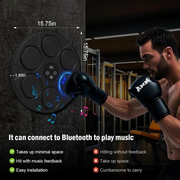 2025 Music Boxing Machine,Boxing Wall Mount Machine for Kids Adult,Bluetooth Smart Boxing Traineing Machine with Boxing Gloves, Boxing Target Workout Punching Equipment for Home,Office,Gym - Image 3