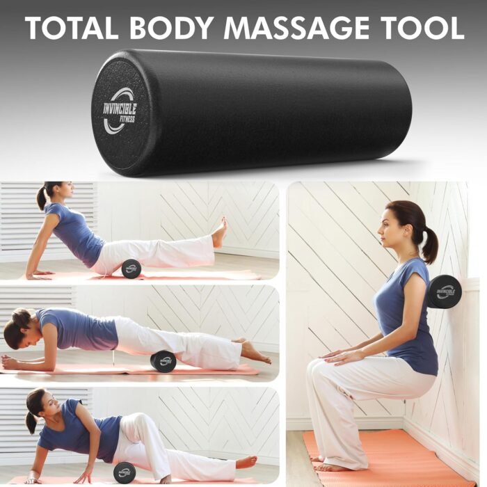 Invincible Fitness EPP Foam Roller for Deep Tissue Massage – Enhance Recovery, Relieve Pain, and Boost Mobility for a Stronger, Healthier You (Black) - Image 3