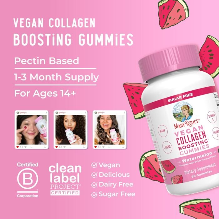 MaryRuth Organics Vegan Collagen for Women & Men, Collagen Boosting Gummies, Skin Care, Lysine, Vitamin C, Vitamin A, Amla, Supplement for Hair & Skin, Vegan, Non-GMO, Gluten Free, 90 Servings - Image 9