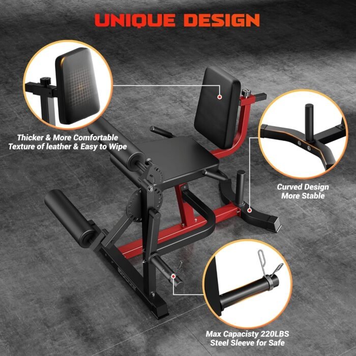 Leg Extension and Curl Machine, 4 in 1 Lower Body Workout Machine, Adjustable Leg Curl Machine with Plate Loaded, Leg Extension Machine with Exercise Bench, Home Gym Weight Machine, Z2 - Image 5
