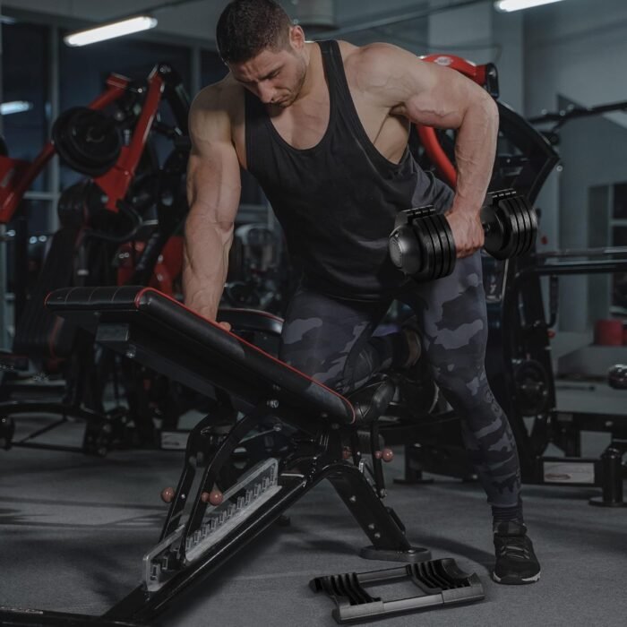 Adjustable Dumbbell Set with 8 Black Plates and Handle Bar, Rubber Coated Dumbbell with Two-Ways Regulation - Image 5