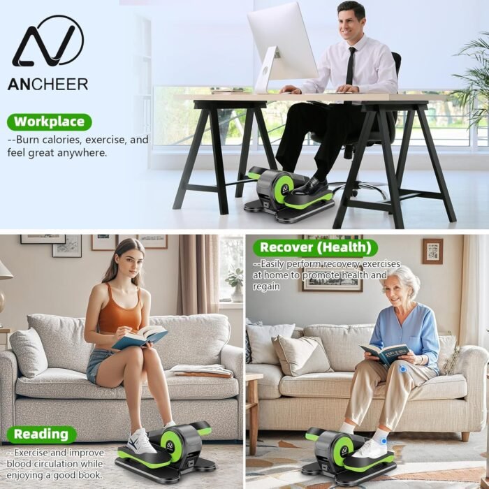 ANCHEER Under Desk Elliptical Machine, Ellipse Leg Exerciser for Seniors with 12 Adjustable Speeds, Quiet & Portable Electric Seated Pedal Exerciser with Remote Control - Image 4