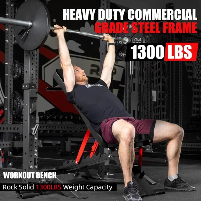 Adjustable Weight Bench - Workout Bench for Home Gym, Foldable 1300lb Capacity Heavy Duty Full Body Workouts Exercise Strength Training Benches with Incline/Flat/Decline Positions & Space-Saving - Image 3