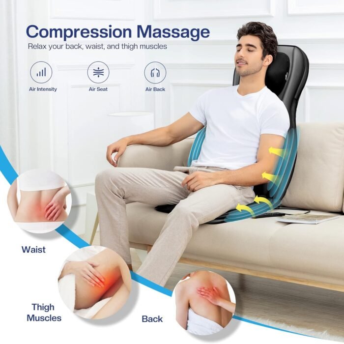 COMFIER Shiatsu Neck Back Massager with Heat,2D/3D Massage Chair Pad with App Control,Deep Tissue Kneading Massage Chair Pad with Compression,Chair Massager for Full Body,Gifts for Mom,Dad, Black - Image 6