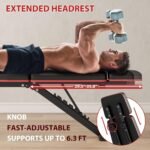 Foldable Weight Bench, Adjustable Workout Bench with Leg Extension, Preacher Pad, Extended Headrest, Space-saving Banco de Pesas for Home Gym, 800lbs Full Body Workouts Strength Training - Image 6