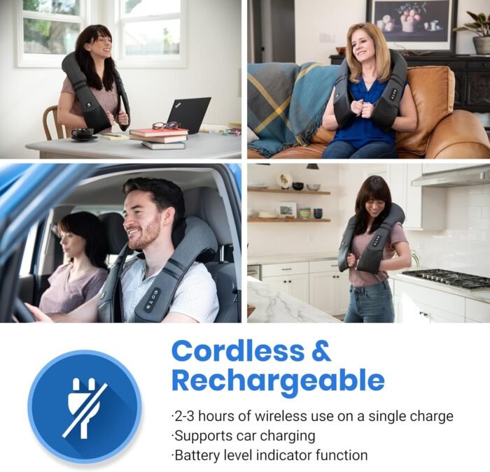 Etekcity FSA HSA Eligible Cordless Neck Massager with Heat for Pain Relief Deep Tissue, FSA Wearables, Rechargeable Shiatsu Back Shoulder Massage Tool, Best Gift for Mother, Father, Women, Men - Image 5