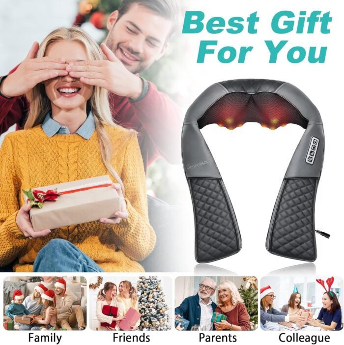 Medcursor Neck Massager, Portable Electric Shiatsu Back Massage Device with Heat, Deep Tissue 3D Kneading Pillow for Muscle Pain Relief (No Battery) - Image 7