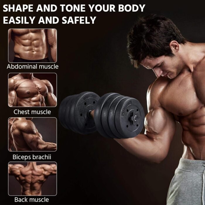 Yaheetech 66LB Weight Dumbbell Set Fitness Adjustable Cap Gym/home Barbell Plates Body Workout for Women and Men Strength Training - Image 3