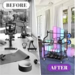 Mythinglogic Yoga Mat Storage Racks,Home Gym Storage Rack for Dumbbells Kettlebells Foam Roller, Yoga Strap and Resistance Bands, Workout Equipment Storage Organizer With Hooks and Wheels - Image 7