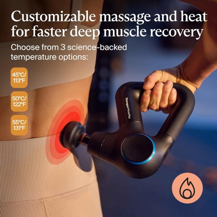 TheraGun Therabody Prime Plus Heated, Powerful Massage Gun for Enhanced Warm-Up & Workout Recovery - Quiet Deep Tissue Massager for Body and Back Pain Relief - Leg & Back Massager with Heat - Image 4