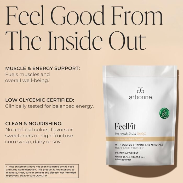 Arbonne Feelfit Pea Protein Shake - Daily Supplement Powder, Vegan Protein for Support of Overall Health, Energy and Well-Being, Vanilla - Image 4